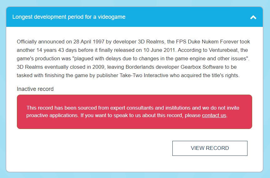 GBR - Duke Nukem Forever - Inactive Record